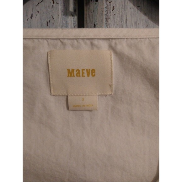 Maeve white  embroidered sleeve top size 2 Cottage Core Boho Feminine - Picture 8 of 8